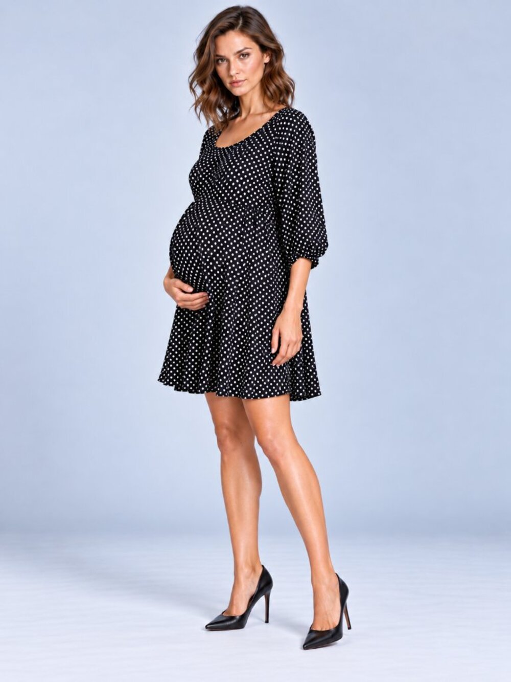H&M MAMA Black & White Polka Dot Maternity Dress – Size L